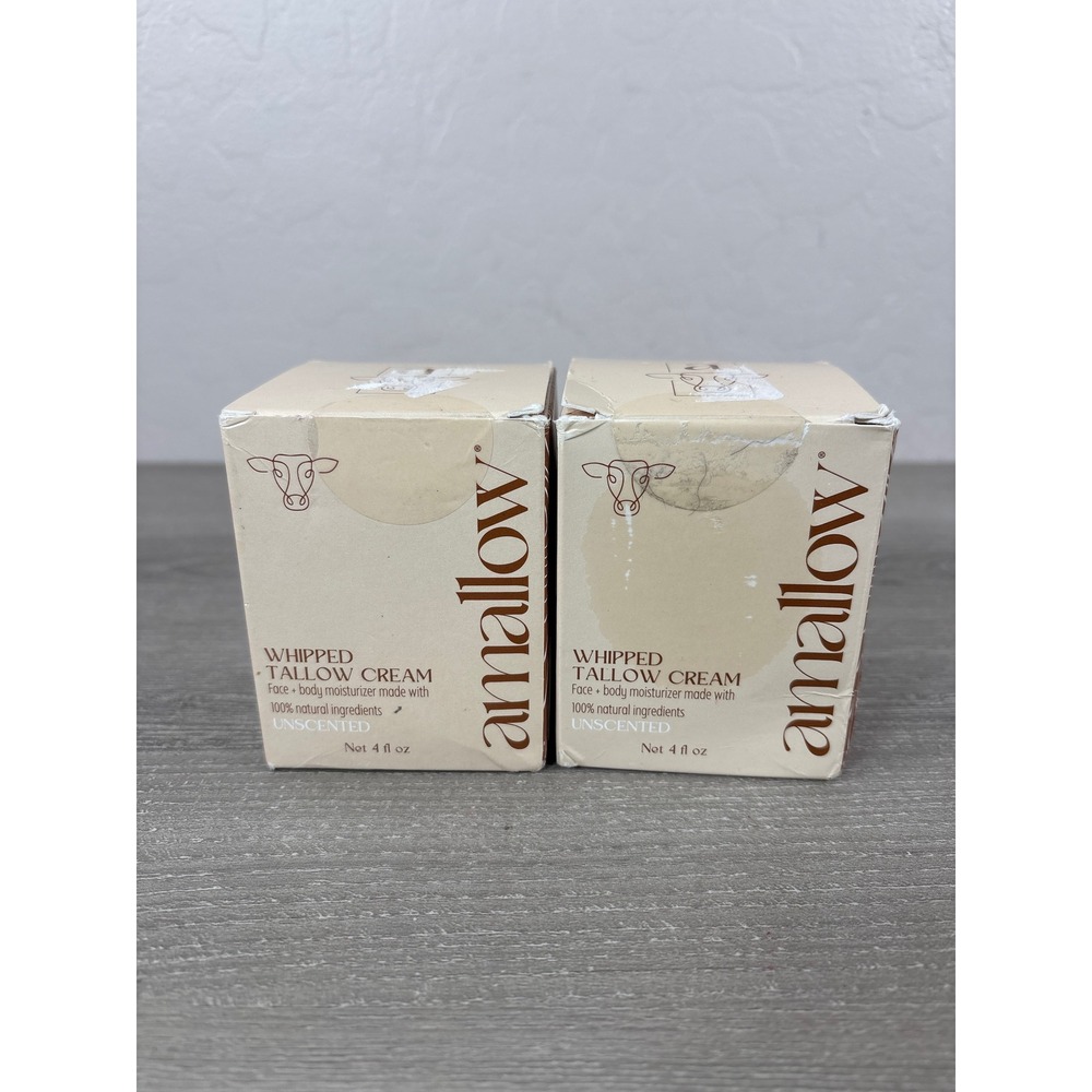 Amallow Whipped Tallow Cream Unscented Face Body Moisturizer 4oz Lot of 2